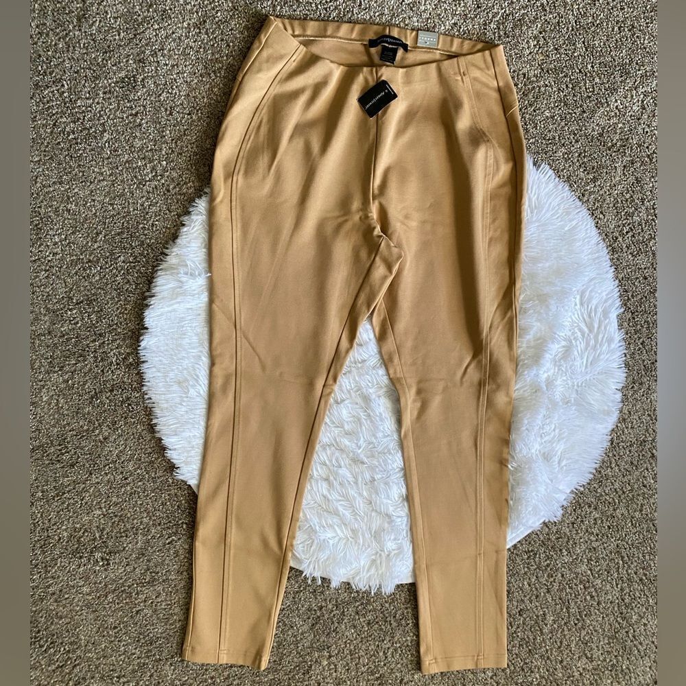 Ashley Stewart The Legging Pants Stretch Elastic Waist Tan Womens Size 14 16